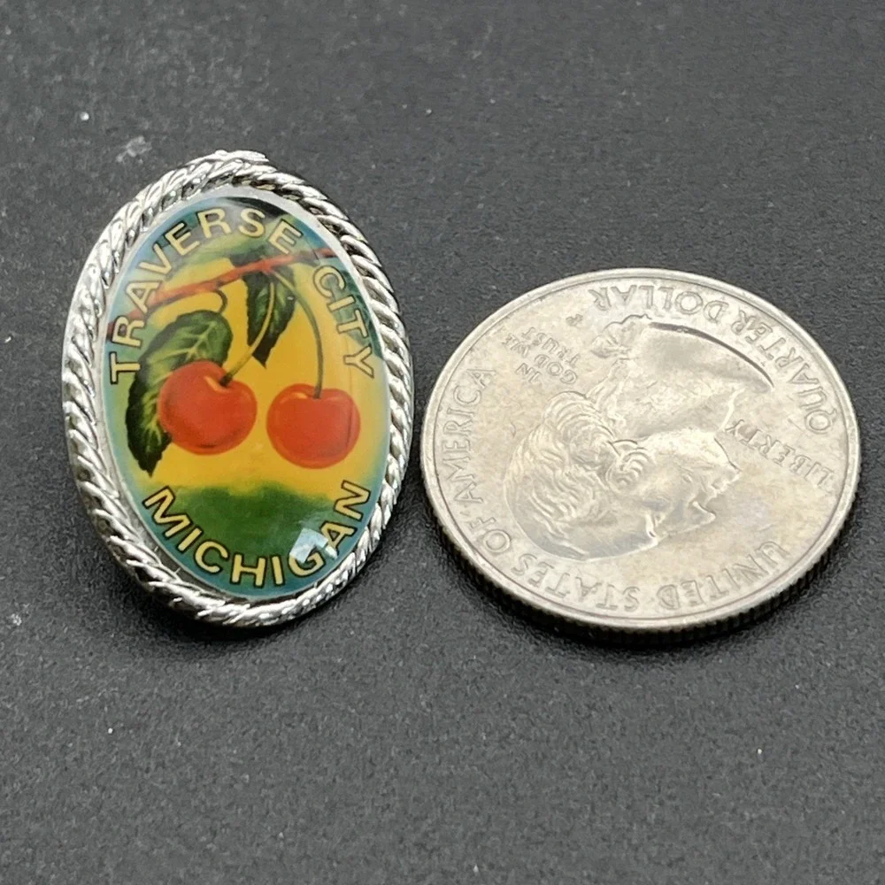 Traverse City Michigan Cherries Cherry Tree‎ Lapel Hat Pin